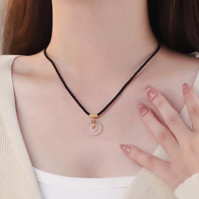 Halskette mit Sicherheitsschnalle und Jademedaille im chinesischen Stil, neuer minimalistischer chinesischer Stil, vielseitige Halsbandkette