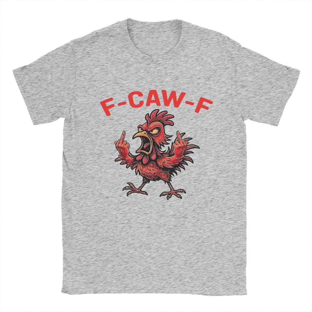 Vintage F-Caw-F-Chicken Shocked Rooster MeMe T-Shirts Men Round Neck Cotton T Shirt  Short Sleeve Tees Party Clothing