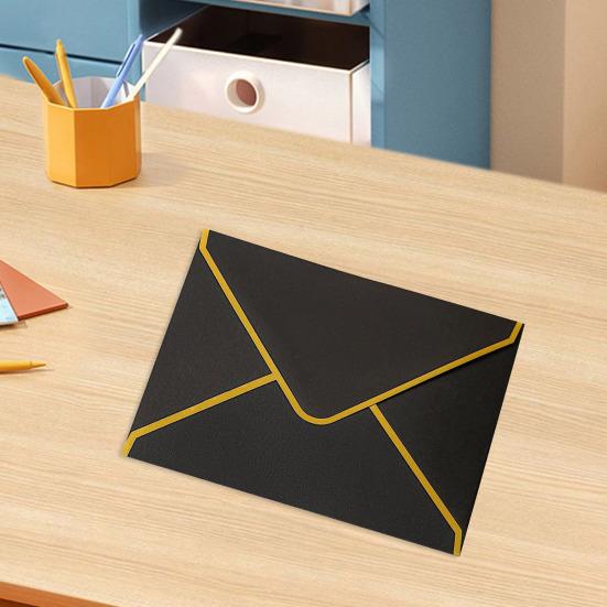 10Pcs Hot Stamping Envelope Golden Border Blanks V-Flap Design Envelope Greeting Cards Invitations Notes Envelopes