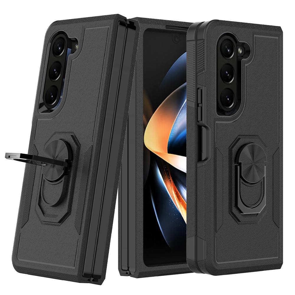 

Shockproof Case for Samsung Galaxy Z Fold5 5G Ring Kickstand Cover PC+TPU Hybrid Phone Case Black