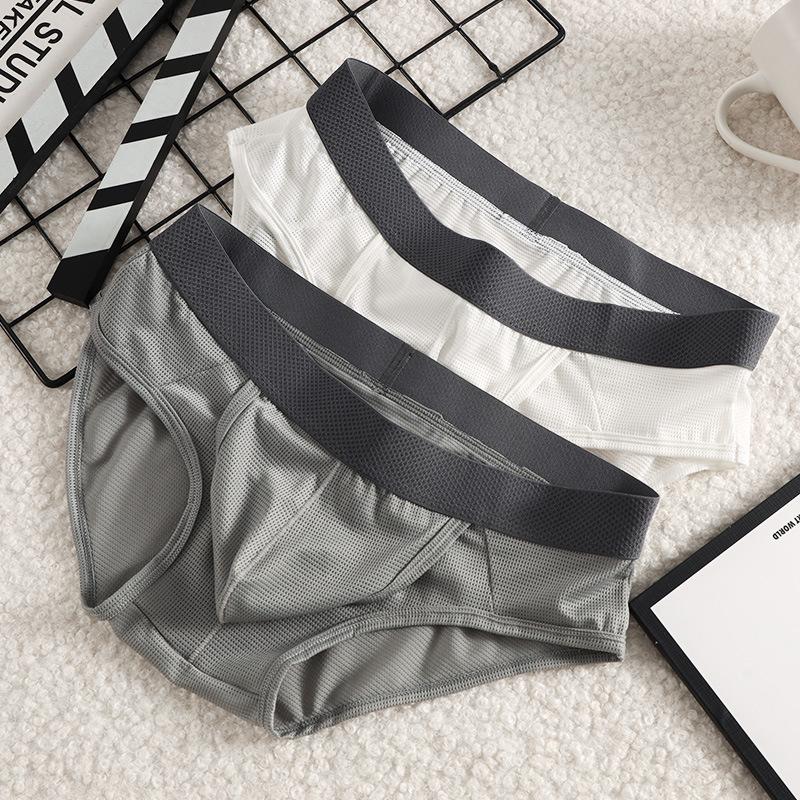Male Summer Sexy Gun Egg Separation Opening Free From Ice Silk Breathable Briefs