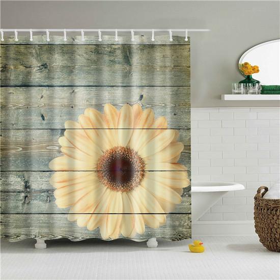 Mooie Rode Roos Perzikbloesem Chrysant Bloem Douchegordijn Stof Waterdicht Polyester Badgordijn Met Haken 180X180 90*180cm