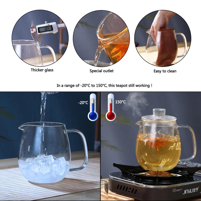 Glasteekanne mit Glastee-Ei Wasserkocher zum Trinken von Teewasser Große Kapazität Trinkgeschirr Tragbare Flaschenteekanne