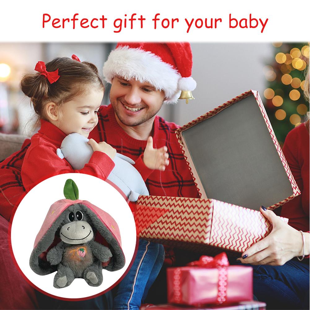 Breathing Donkey Plush Toy Wear Resist Sleep Companion Strawberry Donkey Breathing Stuffed Animal for Kids Birthday Gift