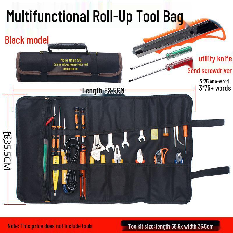 Golden Knight Electrician & Plumber Roll-Up Tool Bag - Multipurpose Canvas Storage with Insert Pockets