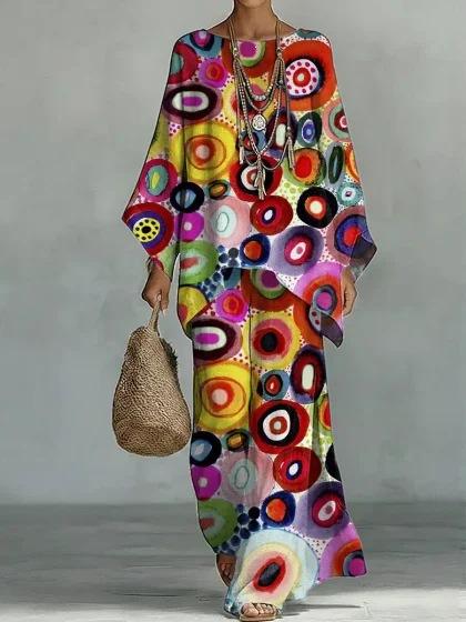 Y116 Summer Bohemian Paisley Printed Two-piece Set Large Size Casual Set