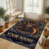 Dragon Phoenix Theme Crystal Velvet Rug Personalized Custom Name Text Soft Floor Mat Home Decor