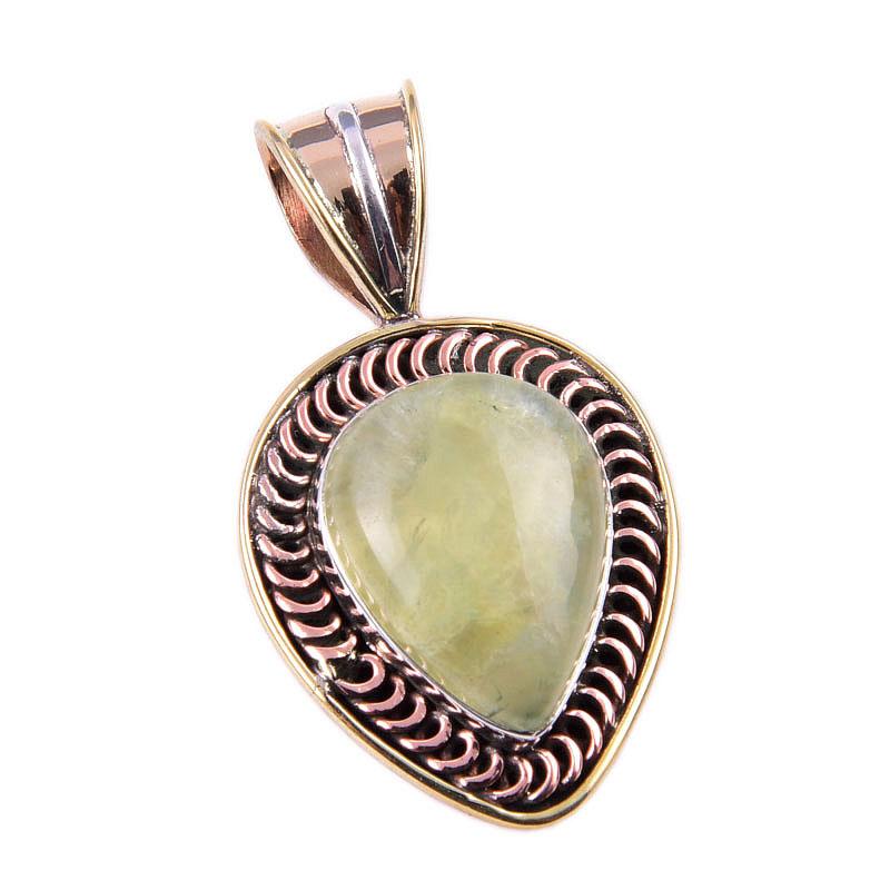 Natural Aquamarine Gemstone 925 Solid Sterling Silver TwoTone Pendant 1.25" s0O16