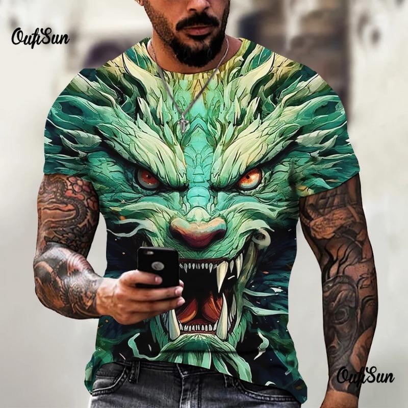 Men's summer 3D printed skull personalized cool print pattern punk rock retro men's trendy cool short sleeved T-shirt