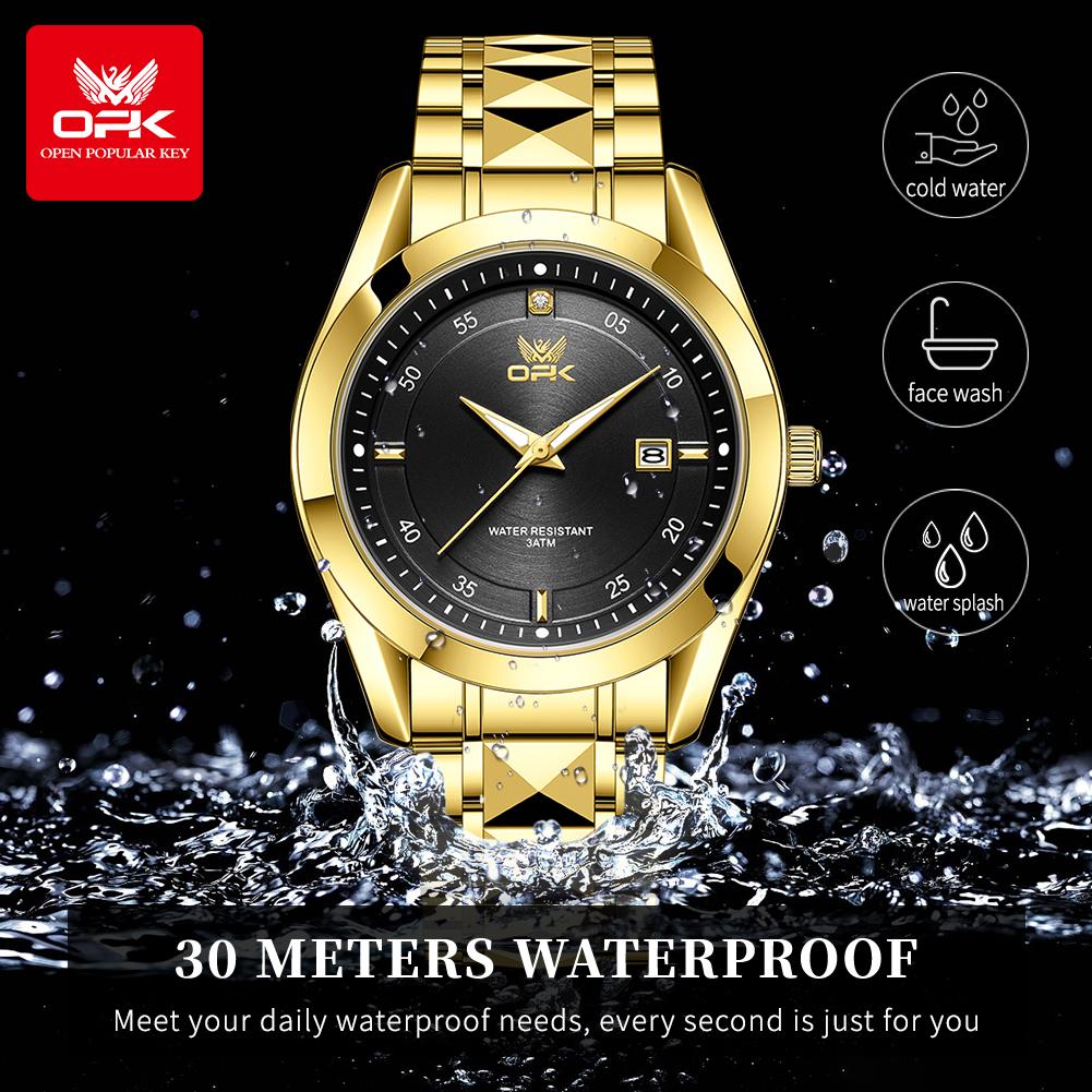 OPK brand watch steel strip single calendar business casual men's quartz watch night light waterproof men's watch 8183