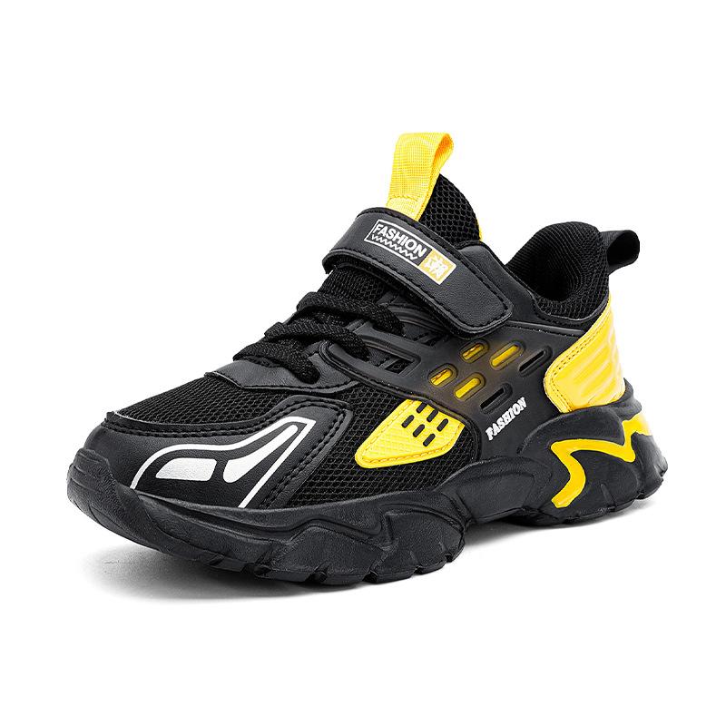 Fashion boys' new four-season sports shoes leather mesh velvet non-slip and wear-resistant casual sports shoes