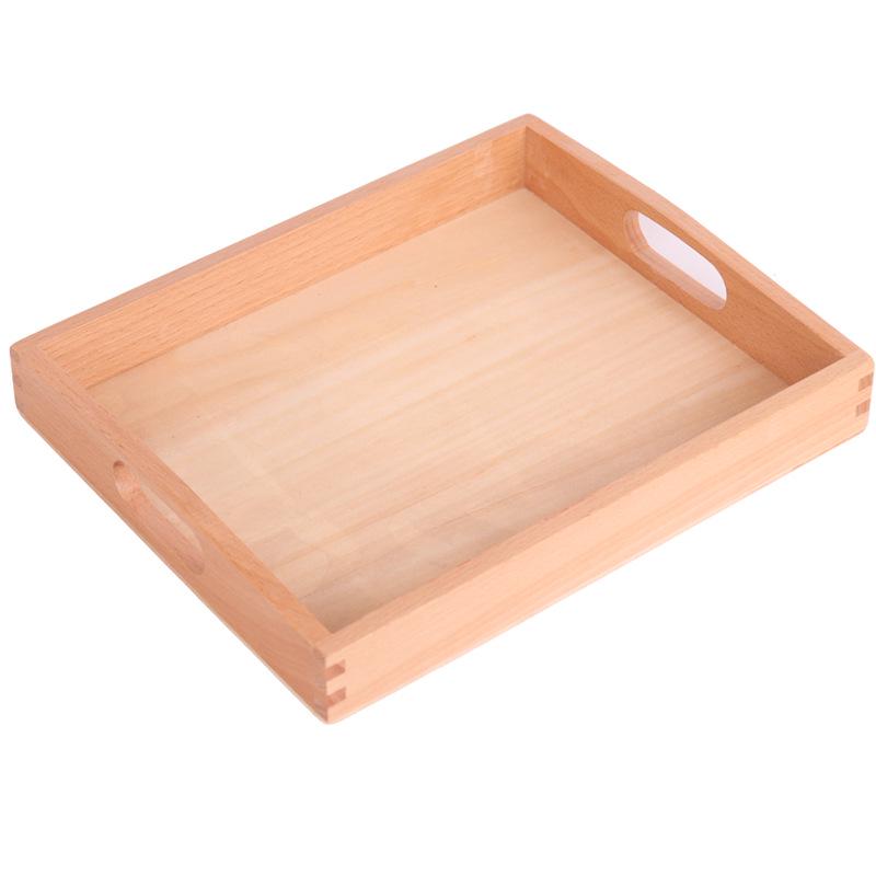 

Montessori Beech Wood Educational Tray Set: Three-Piece Wooden Storage and Operation Trays for Early Education.