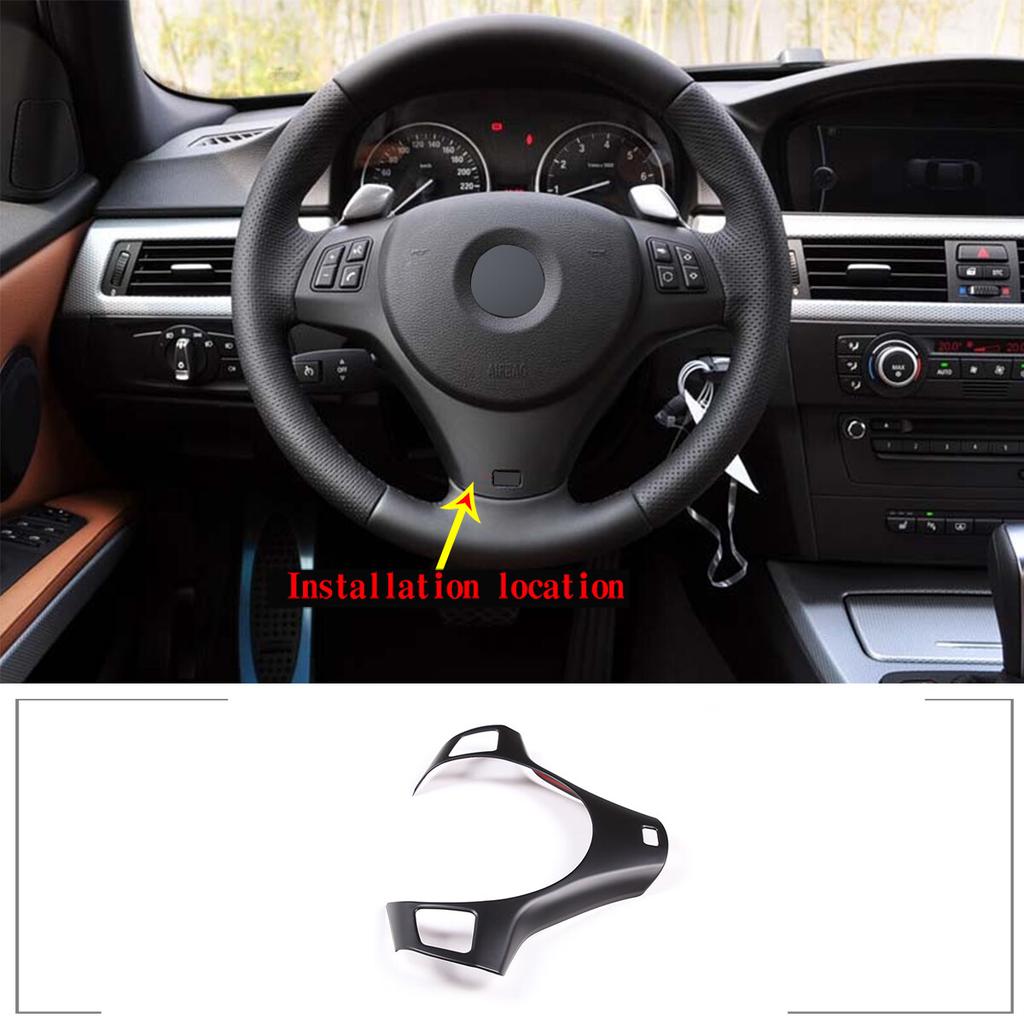 Matte Black Steering Wheel Trim Cover For 2005-2012 BMW 3 Series E90 E92 E93