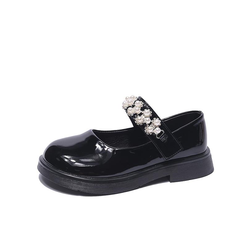 Girls' Small Leather Shoes 2025 Spring and Autumn New Spring Children's Soft-soled Princess Shoes Black Medium and Older Children's Mary Jane Singl