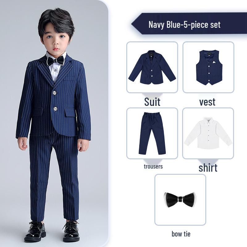 Costum frumos cu dungi din trei piese pentru băieți