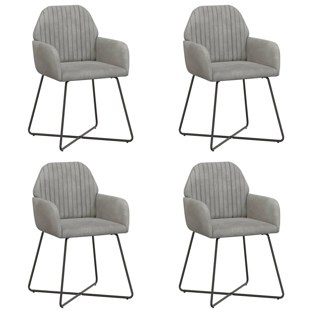 Dining Chairs 4 Pcs Velvet Light Gray 55 X 50 X 84 Cm