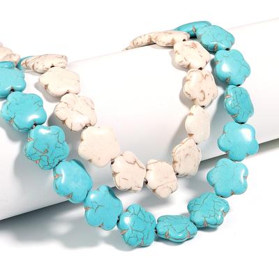 1 Strand Flat Petal Shaped Blue/White Turquoises Natural Stone Beads Loose Spacer Beads For Jewelry Making DIY Bracelet Necklace