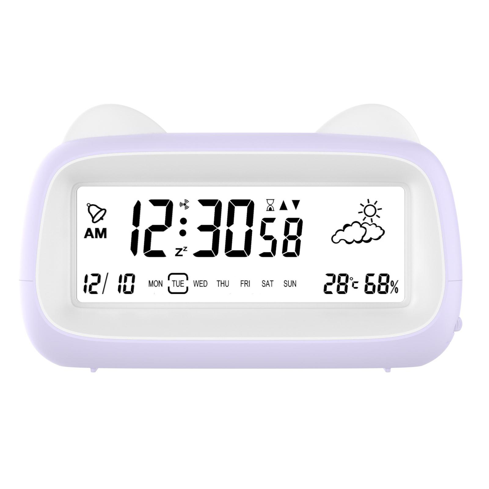 

Student Specific Wake Up Alarm Clock With Temperature Humidity And Weather Icons Check Calendar фиолетовый