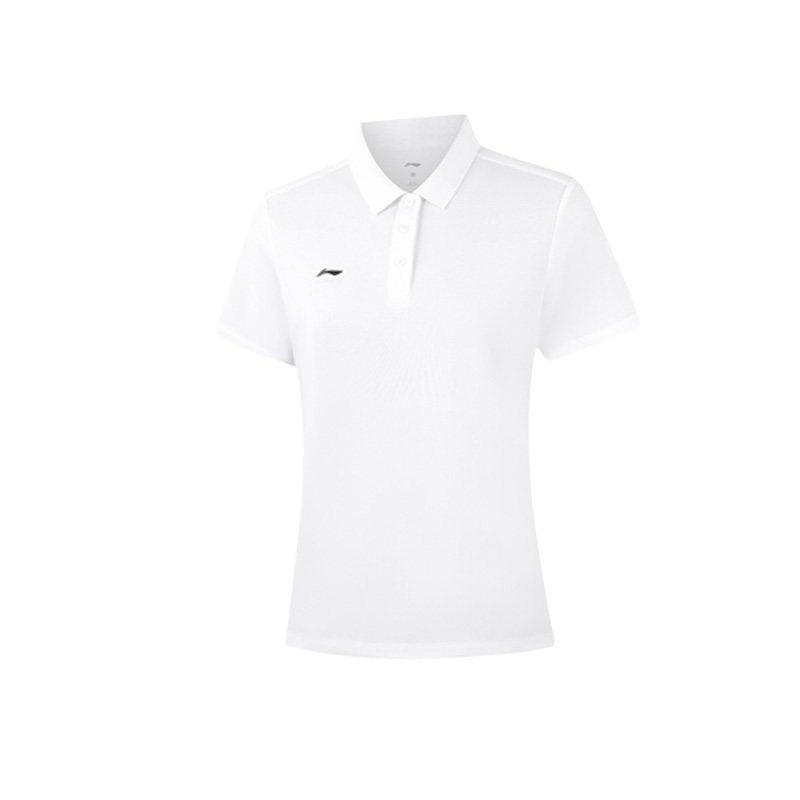 Li Ning Polo Shirts Women s White Polo Collar Moderate Straight Fit APLW762-1 3XL