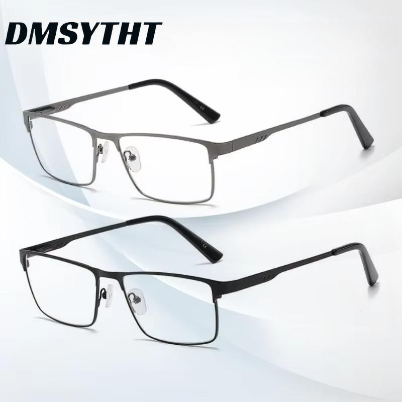 Men Square Metal Large Frame Spring Leg Myopia Glasses Classic Blue Light Blocking Elderly Protection Eyeglasses