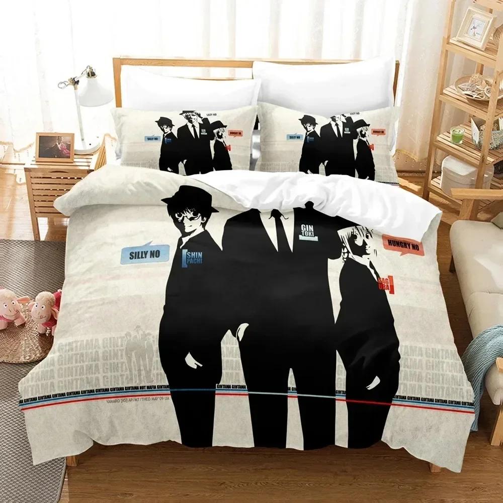 Gintama Bedding Set Anime Gintoki Sakata Duvet Cover Sheet Printed Bed Set Pillowcase Bed Full Queen King Size Comforter Bedroom