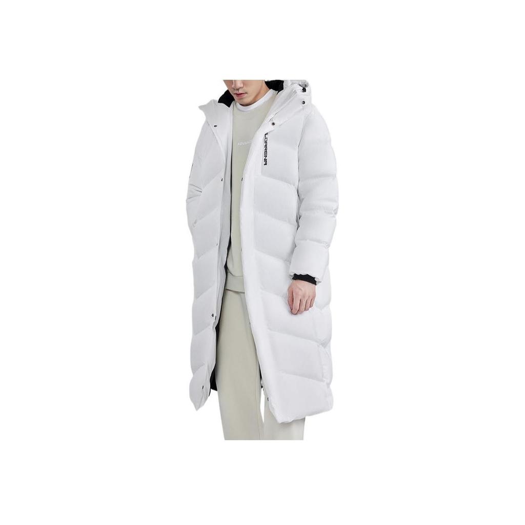 Anta Logo Print Zip-Up Hooded Down Jacket Unisex Outerwear White 952247970-1