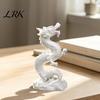 Handmade Dragon Figurine 3D Printed Chinese Figurine, Collectible White Statue, PLA Figure Sculpture Feng Shui Decoration for Home Office