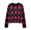 TAOP&ZA Women's Spring Commuting Fashion Diamond Knit Sweater