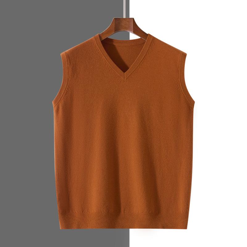 Men Sleeveless Knit V Neck Solid Pullover Vest