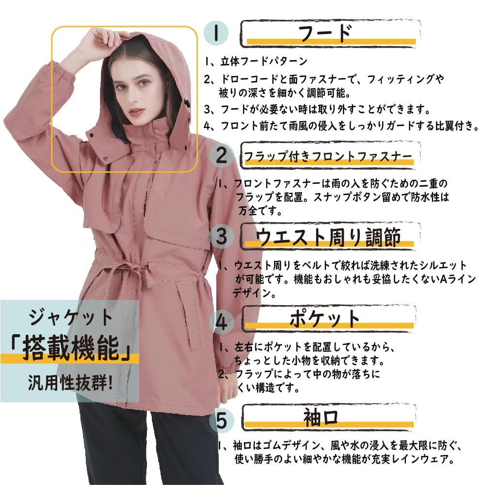 Rainwear Top and Bottom Stretch Suitable for and Outdoor Activities [TopKylin] Women's Set Raincoat, Set, Warm, Waterproof, Windbreaker, Material,