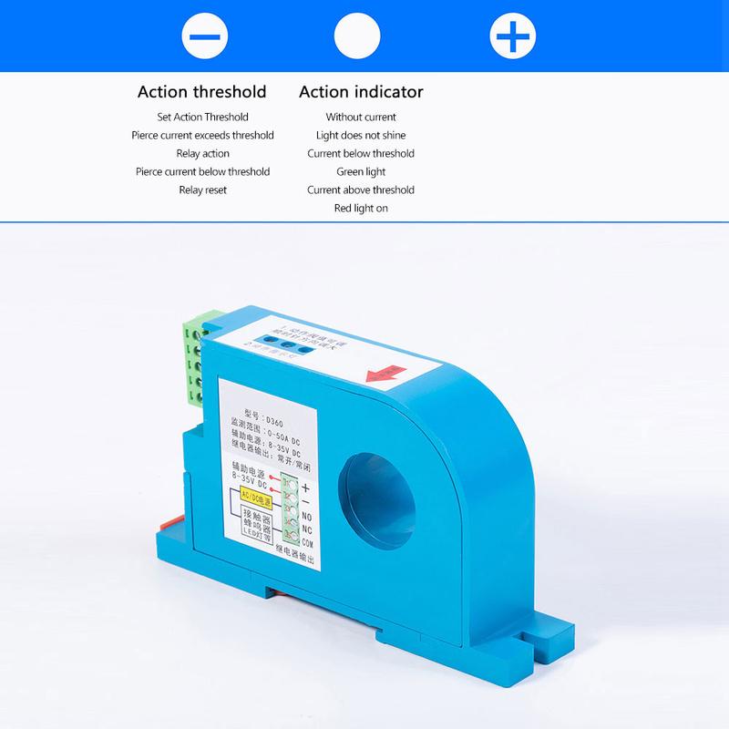 D360-50A DC Current Switch Current Sensing Relay DC Current Sensing Switch 0-300A Sensor Monitoring Relay D366