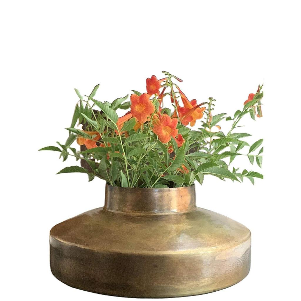 Hand Crafted Metal Flower Vases Metal Vase for Weddings, Events, Decorating, Flowers, Office, or Home Decor (Antique Brass)