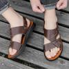 Men's Sandals Summer Leather Soft Sole Non-slip Beach Shoes 2025 New Large Size Casual Wear Cool Slippers