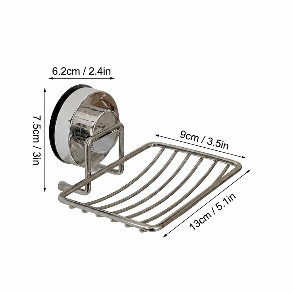 Stainless Steel Soap Dish Vacuum Suction Cup Bathroom Soap Dish Kitchen Soap Dish  Bathroom Use Single-layer