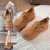 Boken Shoes Women's 2026 Spring and Autumn Plush  Big Head Lefu Shoes Plush Women's Shoes