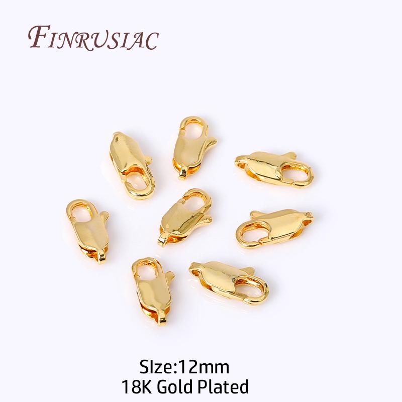18K Gold Plated Brass Oval Lobster Clasp Connector Rhodium plated Lobster Clasps Lock DIY Jewelry Making Findings Supplies