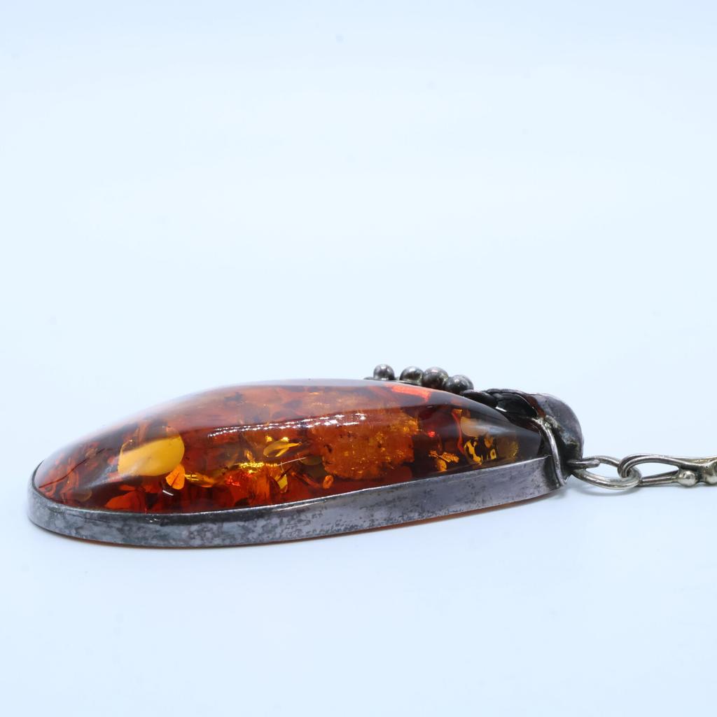 SV925 925 Amber Chain Necklace SilverUsed