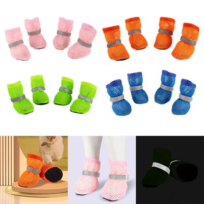 4ks Boty pro psy Venkovní chrániče nohou pro psy Protiskluzové Boty pro domácí mazlíčky v horkém počasí Běžecké boty Reflexní boty pro malé psy ze síťoviny