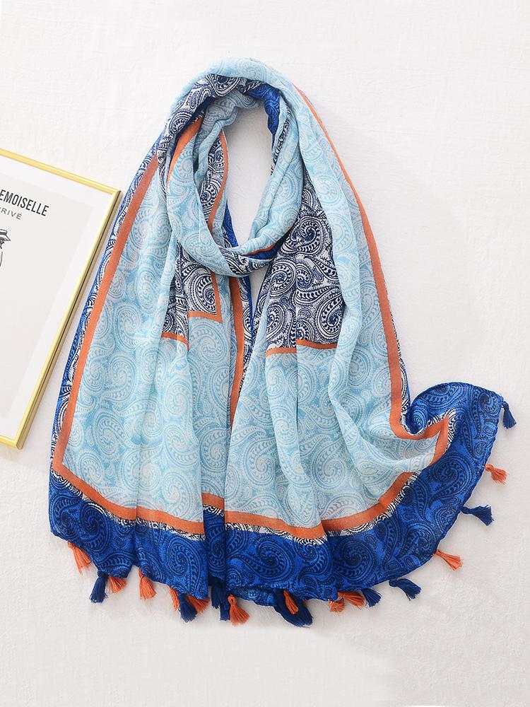 Summer Elegant Women Silk Scarf Beach Wrap Shawls Sweet Tassel Print Mujer Lady Sunscreen Bandana Hijab Bohemian Scarve Pareo