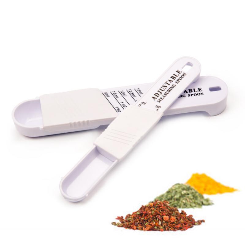 

Creative adjustable scale spoon tool Plastic ABS two-piece Set seasoning measure spoon for Baking Cooking Dry/Liquid Ingredients белый