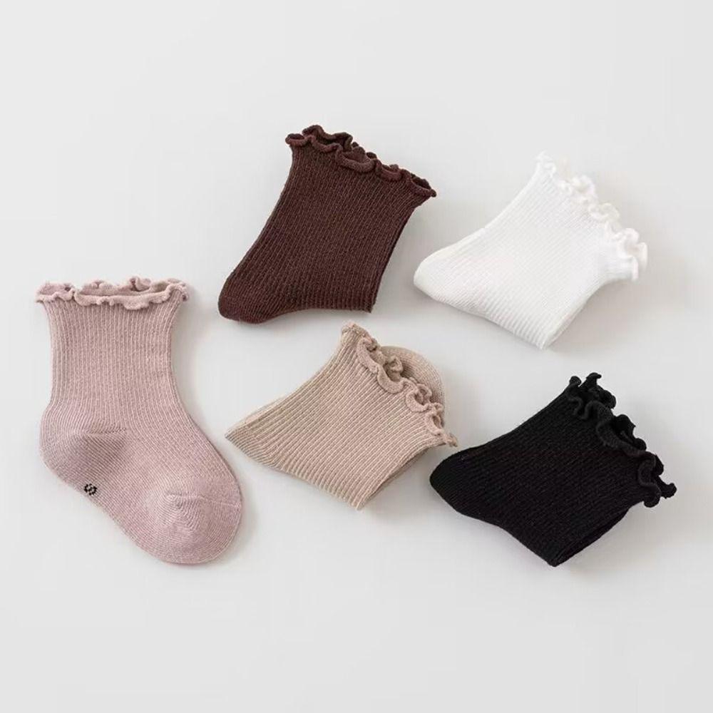 6Pairs Ruffle Baby Cotton Socks Breathable Toddle Sweet Socks Kids Short Tube Socks  Newborn