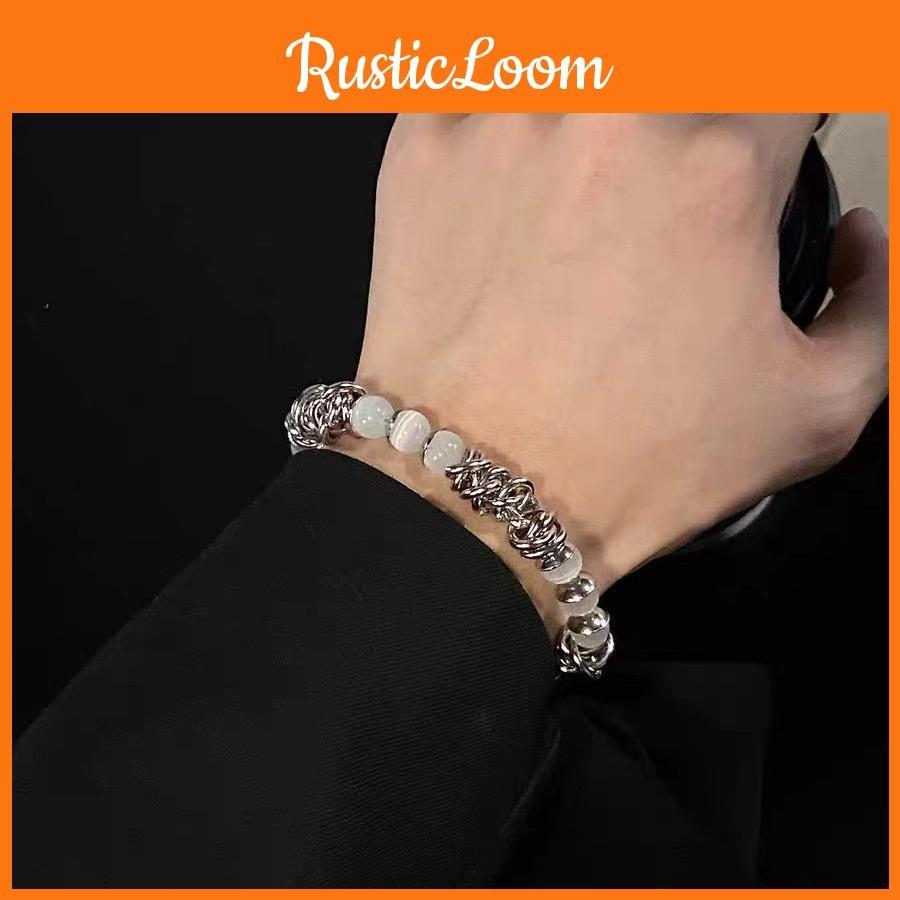 Stylish Chic And Cat Eye Stone Bracelet Titanium Steel Irregular Design For Couples