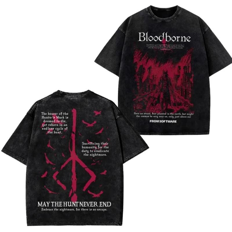 Vintage Baumwolle Spiel Print Gewaschenes T-Shirt Amerikanische Straße Trendige Marke Herren Damen Übergröße Kurzarm HipHop Tee Tops Sommer