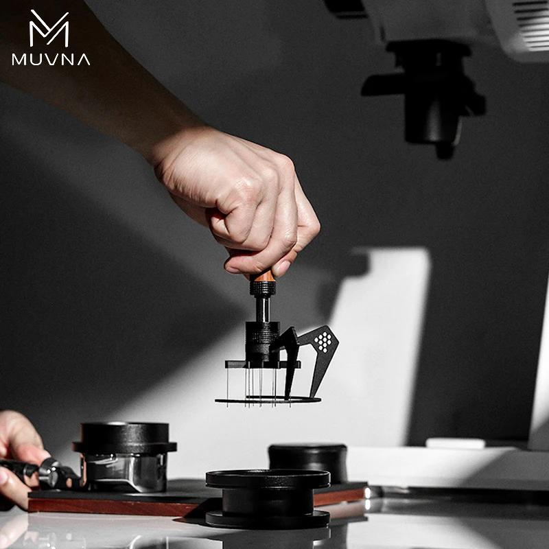 MUVNA Espresso Coffee Powder Needle Mantis Adjustable Even Coffee Stirring Distribution Tools Rotatable Black