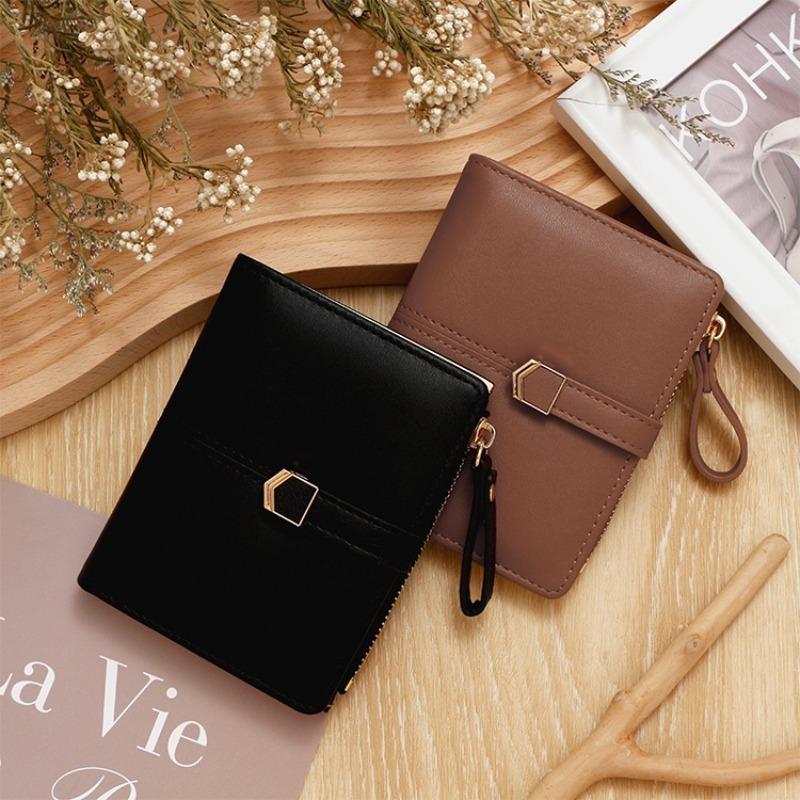 New Solid Color Short Women's Wallet Large Capacity Folding Wallet Zipper Women's Change Bag