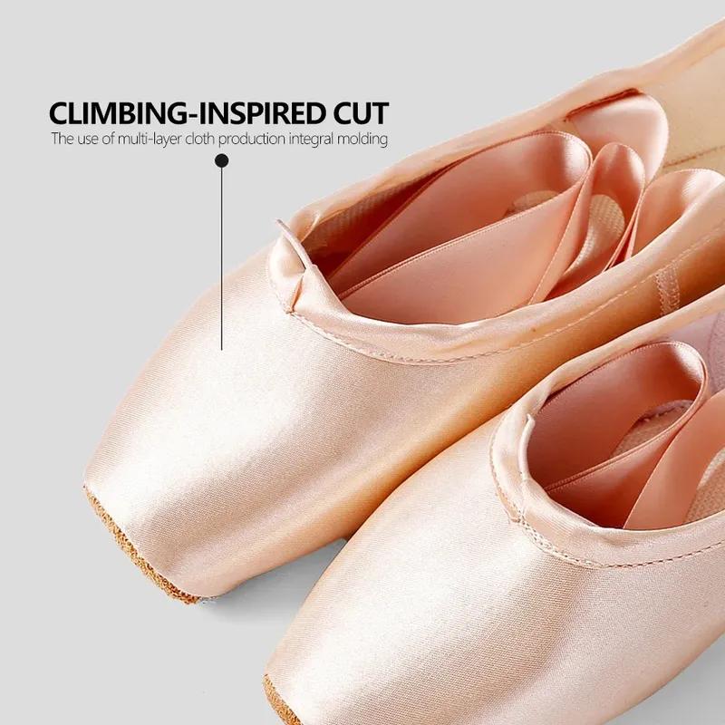 Professional Ballet Pointe Shoes Girls Women Ladies Satin Ballet Shoes With Ribbons