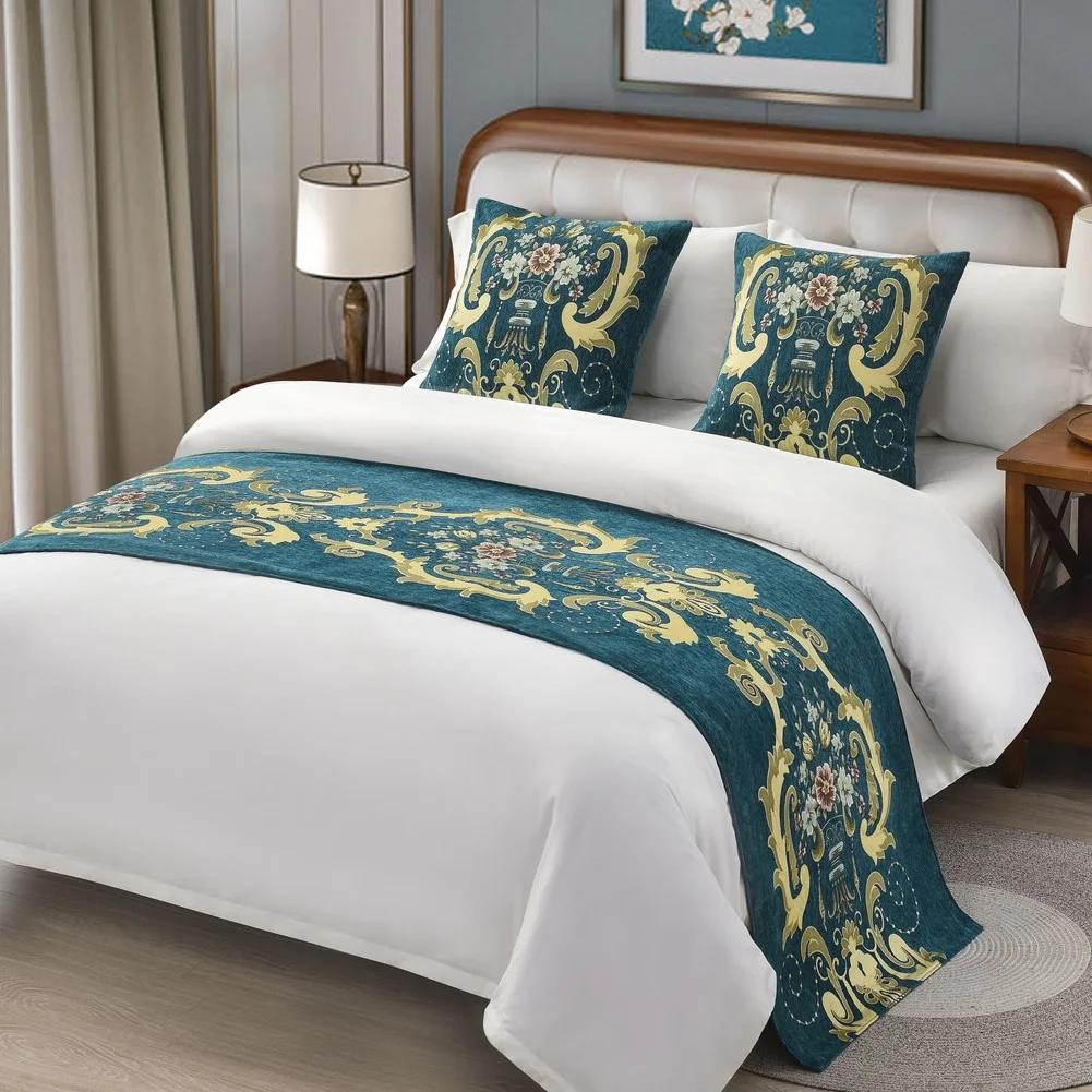 Luxury Floral Bedspreads Bed Runner Throw Bedding Single Queen King Bed Cover Towel Home Hotel Decorations