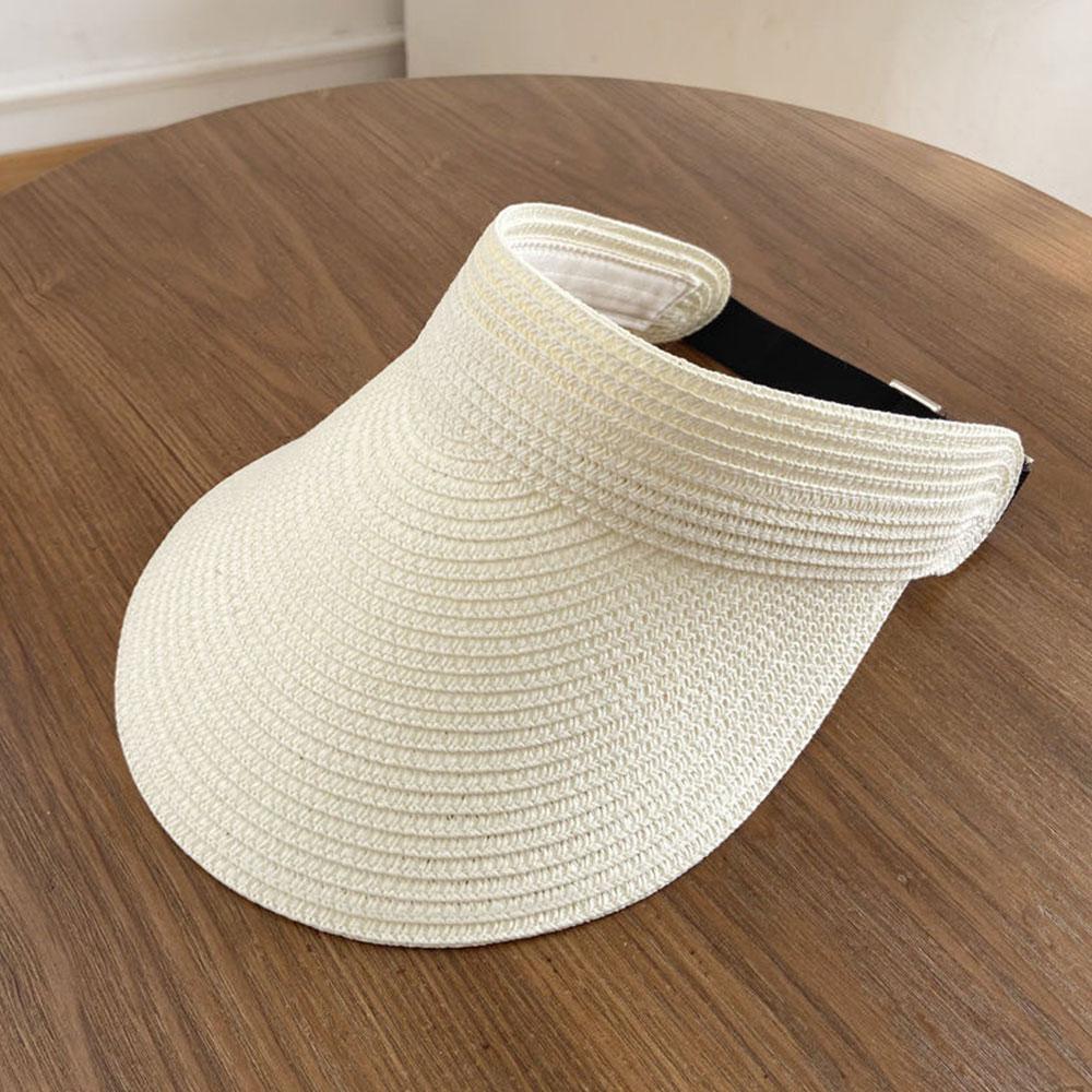 Summer Fashion Anti-UV Summer Visors Hat Wide Brim Empty Top Breathable Sun Hat Raffia Headband Sunshade Cap For Outdoor Hiking