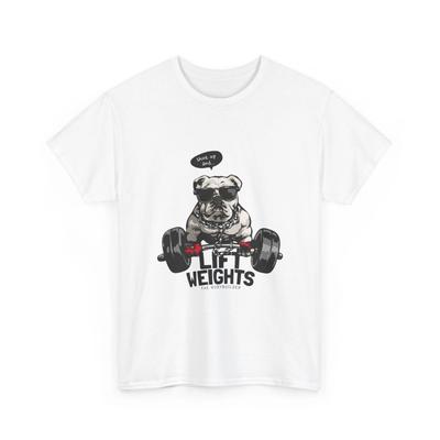 Bulldog Lifting Weights T-Shirt | Funny Gym Dog Tee, Workout T-Shirt, Cotton