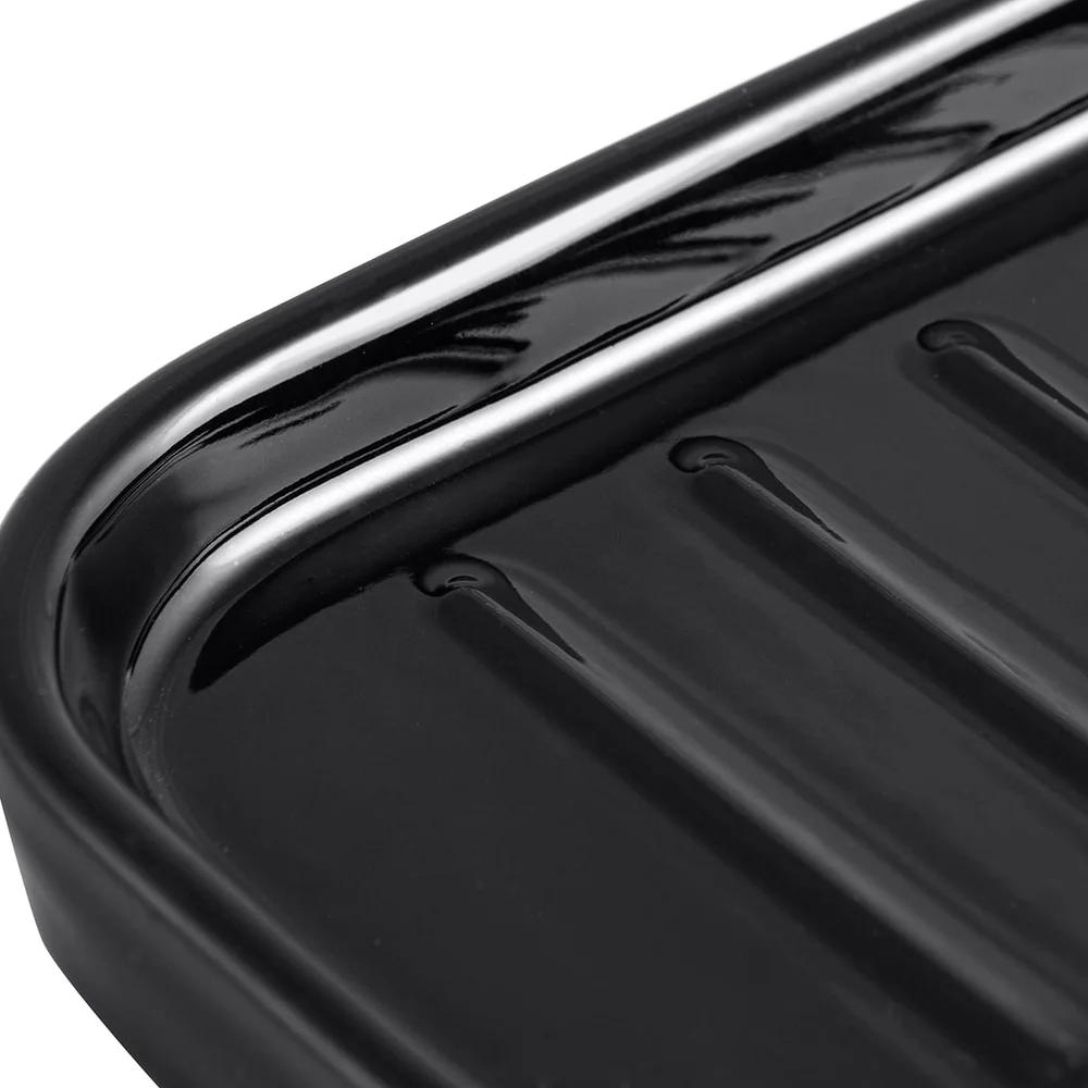 3 Pack Durable Ceramic Soap Dish Glossy Black Bathroom Accessory Jewelry Holder Timeless Design Home Essentials Storage